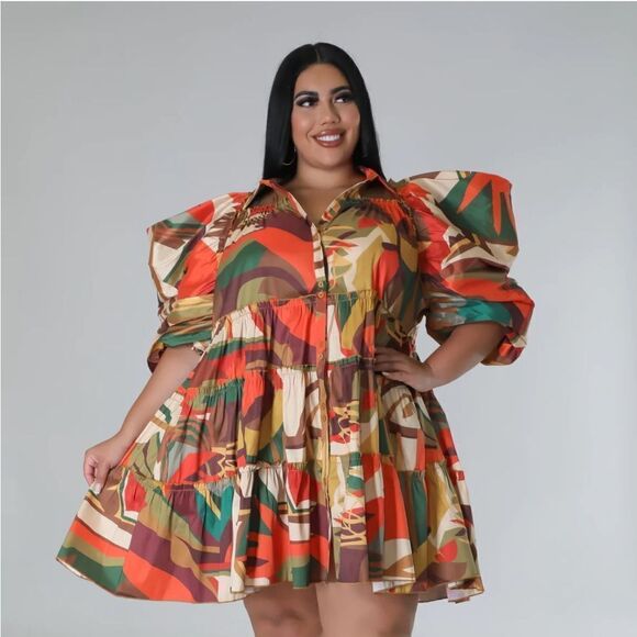 NWOT Falltansic Days Dress - Size 2X - Brown - Picture 5 of 15